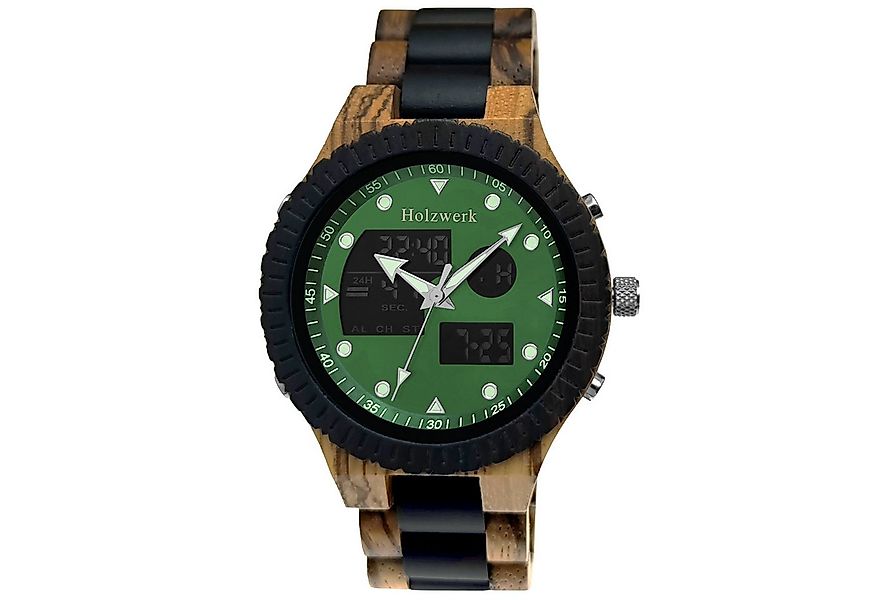 Holzwerk Digitaluhr FILDERSTADT Holz Armband Uhr mit Datum, grün, schwarz F günstig online kaufen
