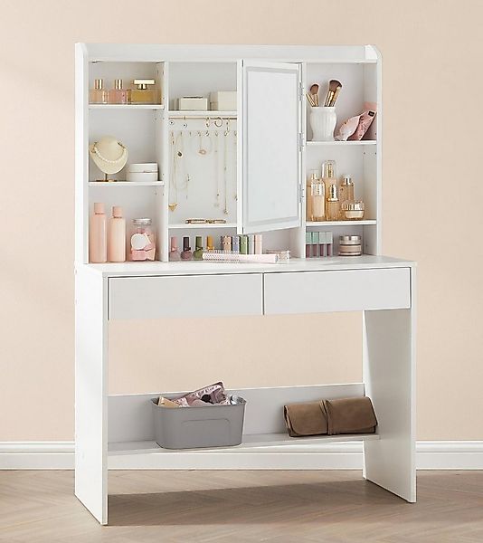 VASAGLE Schminktisch, Kosmetiktisch mit verstellbaren Ablagen, 2 Schubladen günstig online kaufen