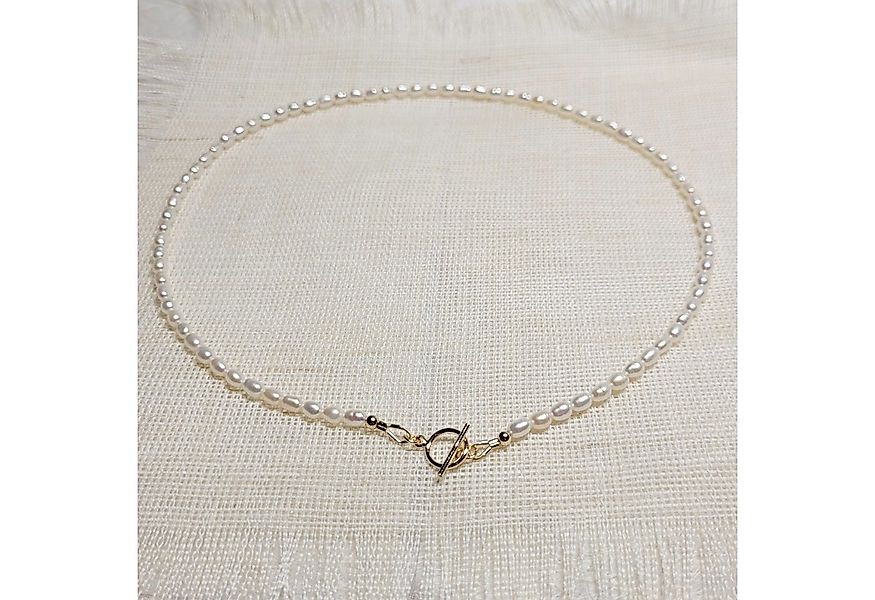 GOLDEN Perlenkette Gold Kette aus Süßwasserperlen, elegante Perlenkette, Ge günstig online kaufen