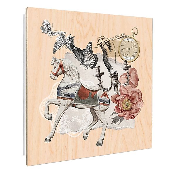 Banjado Großer Schlüsselbox Holz 30x30cm Weiß Scharnier Rechts 50 Haken Sch günstig online kaufen