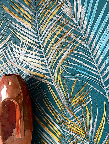 Newroom Vliestapete, Petrol Tapete Modern Dschungel günstig online kaufen