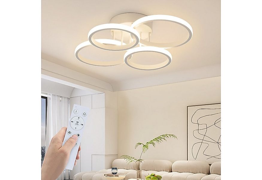ZMH LED Deckenleuchte 4-Ring Dimmbar Schwarz/ Weiß 48W Wohnzimmerlampe, LED günstig online kaufen