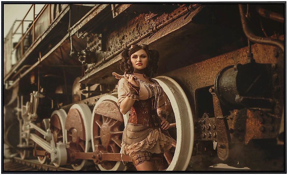 Papermoon Infrarotheizung »Steampunk Frau vor Zug«, sehr angenehme Strahlun günstig online kaufen