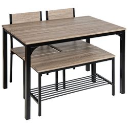 COSTWAY Esstisch, 4-tlg. mit 2 Stühlen, günstig online kaufen