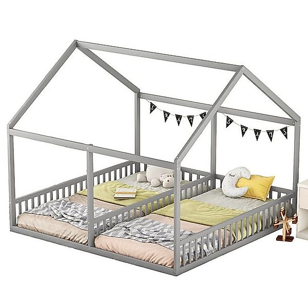 Rutaqian Kinderbett 2-in-1 Kinderbett,Flache Betten, 200x90 cm+200x90 cm (H günstig online kaufen