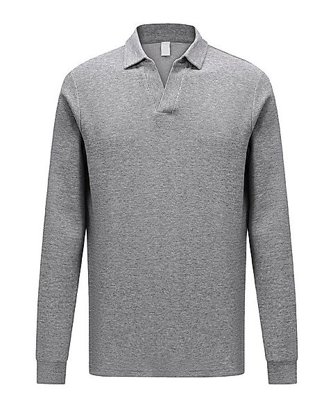 Allthemen Poloshirt mit Zopfmuster langarmshirt Baumwolle Shirt für Winter günstig online kaufen