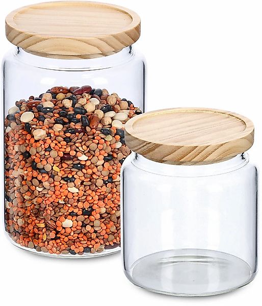 Zeller Present Vorratsglas Set, 2 Stk. tlg. mit Holzdeckel günstig online kaufen