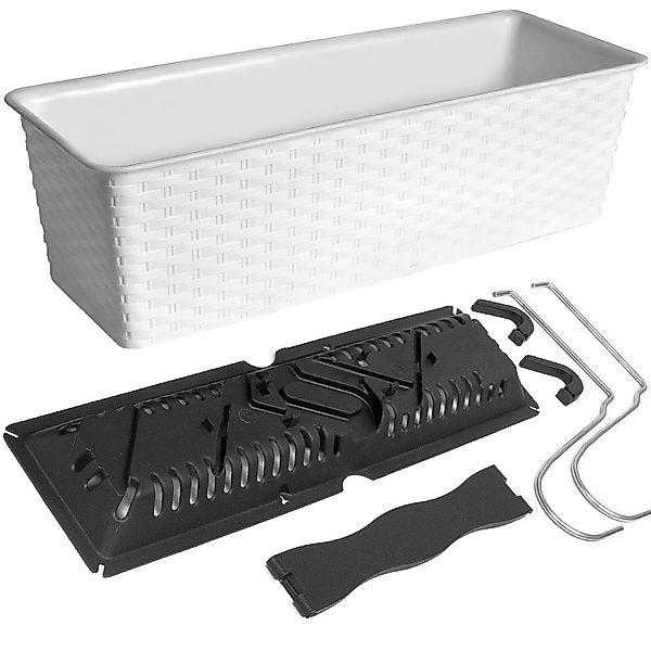 Balkonkasten Ratolla Weiß 49x16x17,5cm Bewässerungssystem günstig online kaufen