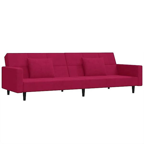 vidaXL Schlafsofa 2-Sitzer mit 2 Kissen Weinrot Samt 375820 günstig online kaufen