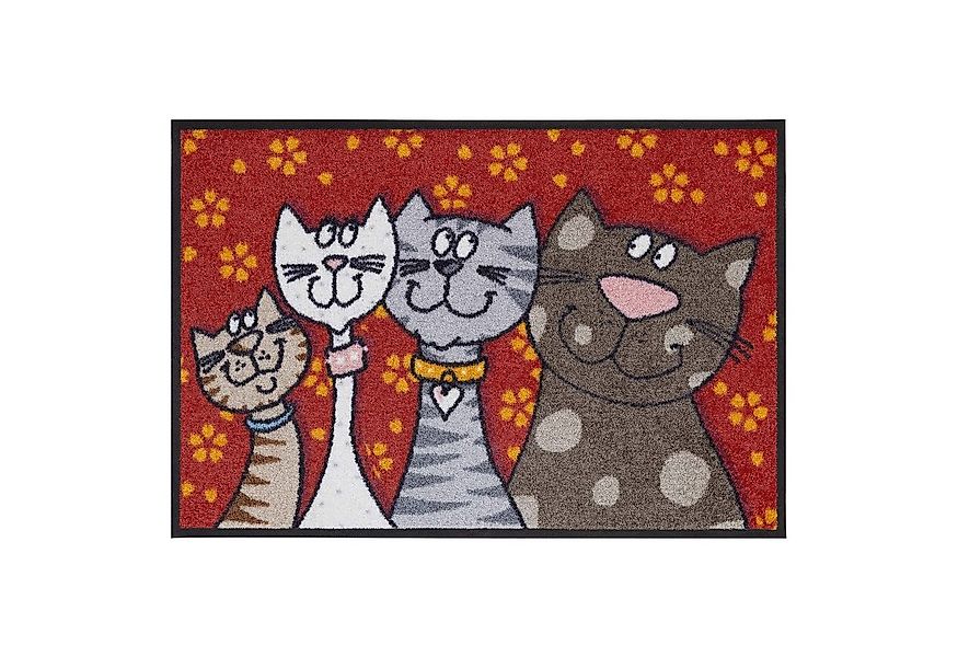 Salonloewe Fußmatte Fußmatte 50x75 Katzenfamilie rot, Eingangsmatte normal, günstig online kaufen