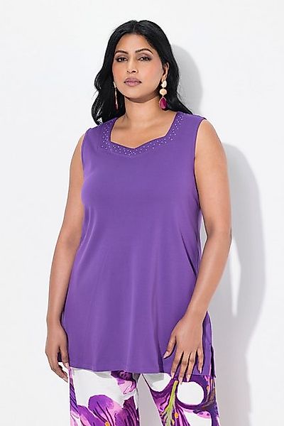 Ulla Popken Longtop Top A-Linie Herzausschnitt ärmellos Pima Cotton günstig online kaufen