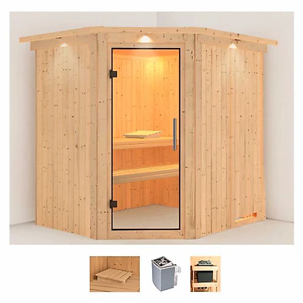 Karibu Sauna »Siirin« Set, 9 KW-Ofen mit integrierter Steuerung günstig online kaufen