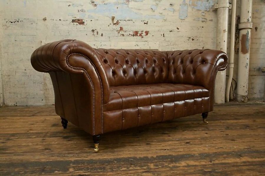 JVmoebel 2-Sitzer Chesterfield Sofa 2 Sitzer Polster Leder Sofas 100% Leder günstig online kaufen