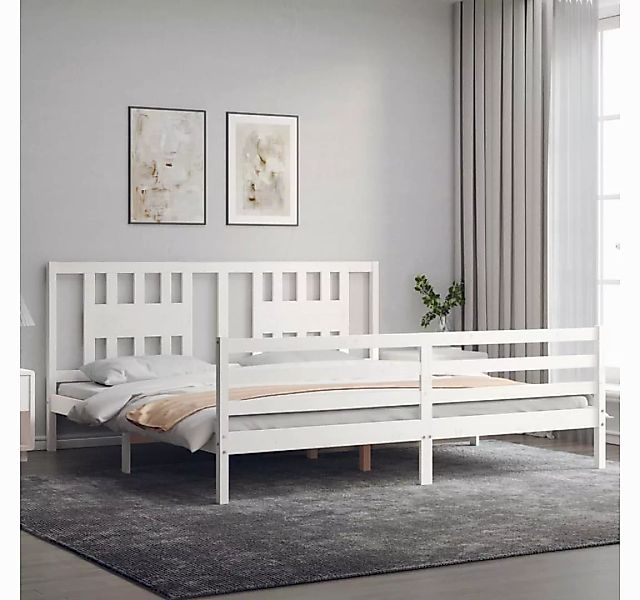 vidaXL Bett Massivholzbett mit Kopfteil Weiß 200x200 cm günstig online kaufen