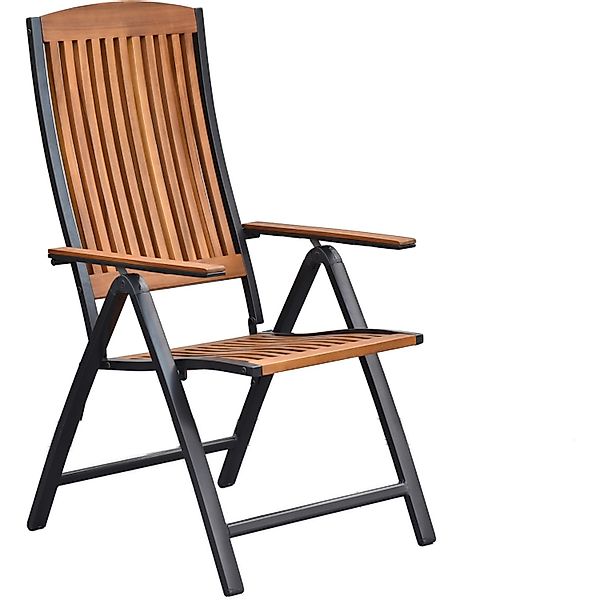 Merxx Klappstuhl Athos Aluminium mit Armlehnen verstellbar Natur-Grau günstig online kaufen