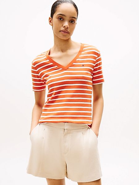 Tommy Hilfiger T-Shirt "SLIM CODY V-NK SS mit V-Ausschnitt und Streifen" Ba günstig online kaufen