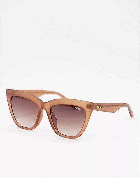 Quay – For Keeps – Cat-Eye-Sonnenbrille für Damen in Beige-Braun günstig online kaufen