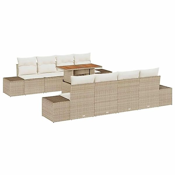 vidaXL Garten Essgruppe mit Kissen 9-Tlg Beige und Creme 3349938 günstig online kaufen