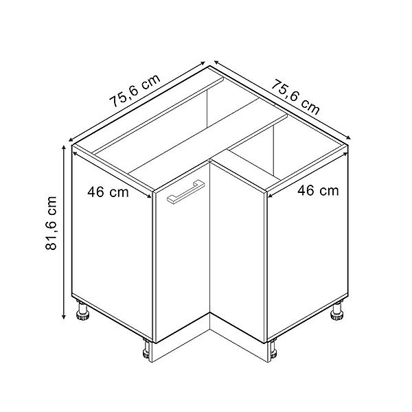 Vicco Eckunterschrank R-Line, Edelgrau/Anthrazit, 75.6 cm, günstig online kaufen