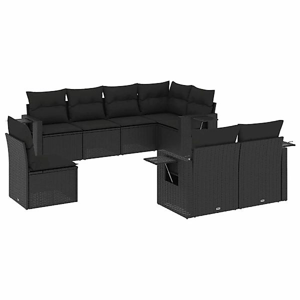 vidaXL 8-Tlg Garten-Sofagarnitur mit Kissen Schwarz Poly Rattan 3220434 günstig online kaufen