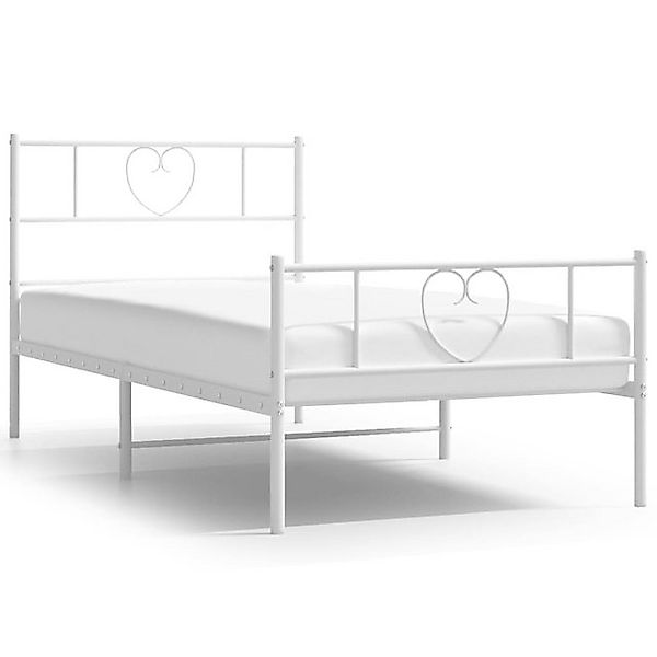 vidaXL Bettgestell, Bettrahmen mit Kopf- und Fußteil Metall Weiß 100x200 cm günstig online kaufen