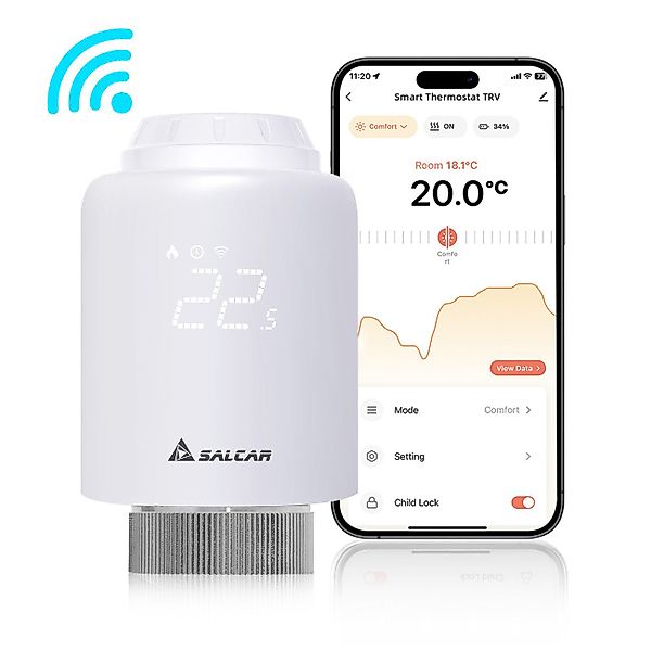 Salcar Heizkörperthermostat Smartes WiFi Heizungsthermostat, (3 günstig online kaufen