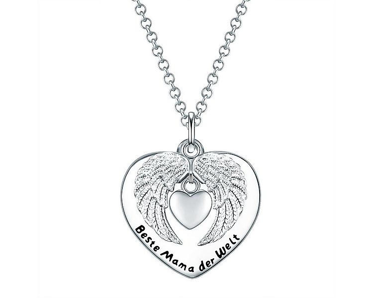 Rafaela Donata Collier Herz mit Engelsflügel + Spruch "Beste Ma silber, aus günstig online kaufen