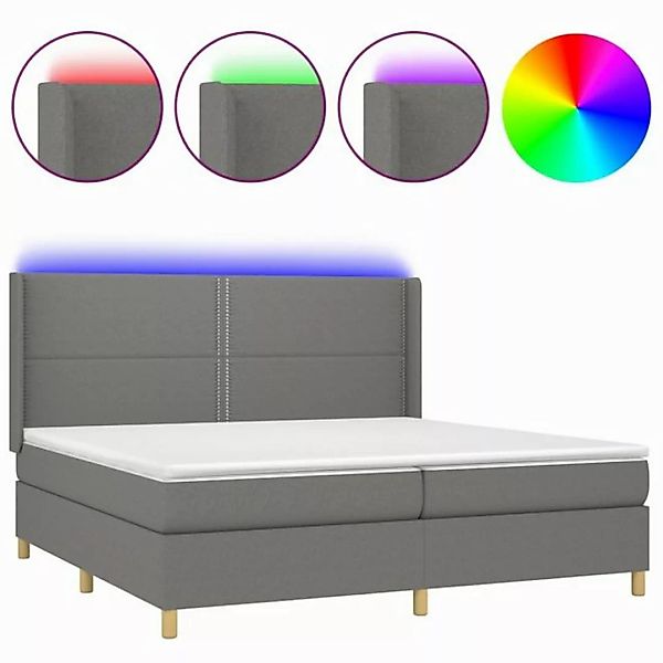 vidaXL Boxspringbett Boxspringbett mit Matratze LED Dunkelgrau 200x200 cm S günstig online kaufen