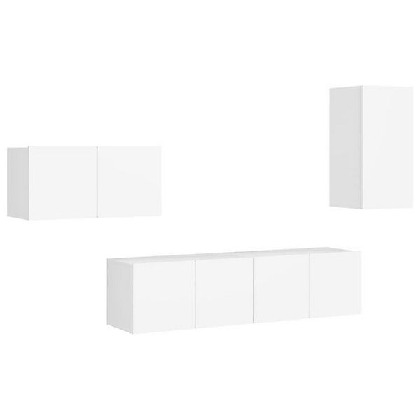 furnicato TV-Schrank 4-tlg. TV-Schrank-Set Weiß Holzwerkstoff (1-St) günstig online kaufen