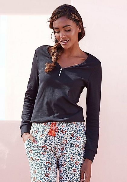 LASCANA Pyjamaoberteil 1-teilig, aus Rippstrick günstig online kaufen