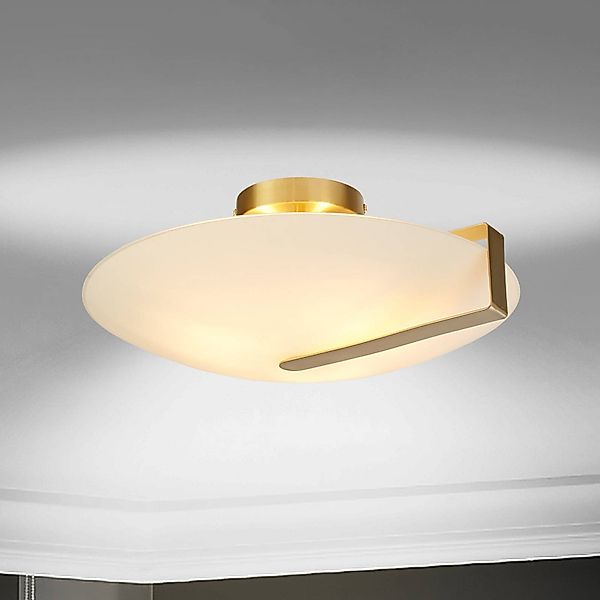 Deckenleuchte Sundial, goldfarben/opalweiß, Stahl, Glas, E27 günstig online kaufen