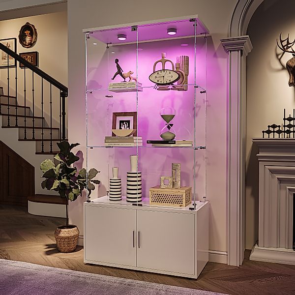 PXloue Standvitrine Matt Glasvitrine mit LED-Beleuchtung günstig online kaufen