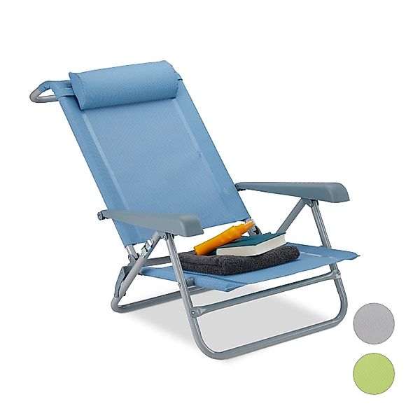 relaxdays Gartenstuhl Klappbarer Liegestuhl mit Nackenkissen, günstig online kaufen