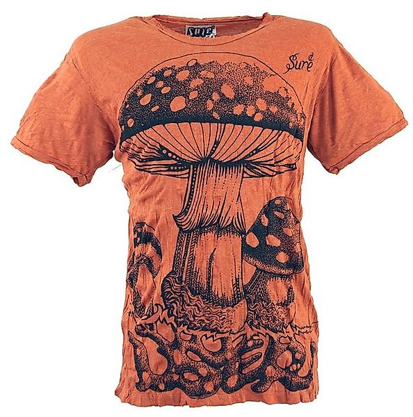 Guru-Shop T-Shirt Sure Herren T-Shirt Fliegenpilz - rostorange Goa Style, F günstig online kaufen