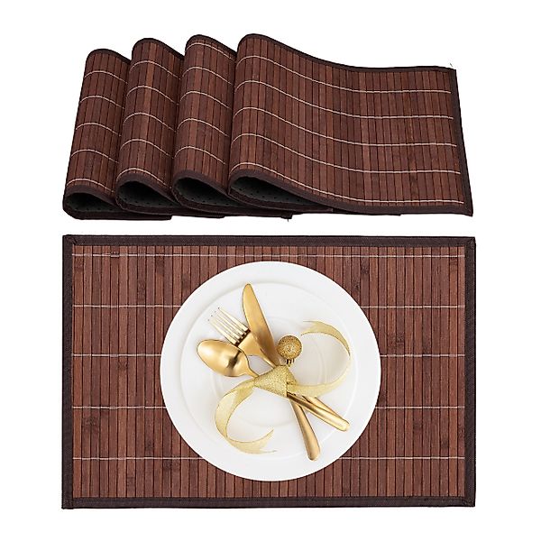 relaxdays Platzset Tischset 4er Set Bambus, günstig online kaufen