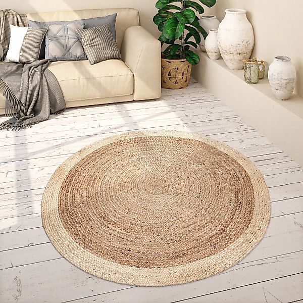 Paco Home Teppich "Viborg 594" rund 6 mm Höhe Jute, Modern, Boho, Ethno, Ha günstig online kaufen