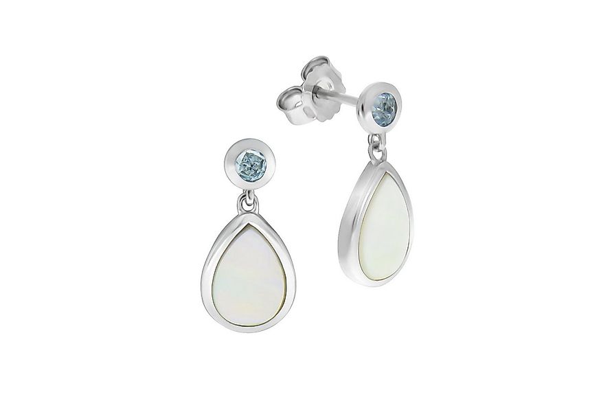 Zeeme Paar Ohrhänger 925/- Sterling Silber Blautopas Perlmutt günstig online kaufen