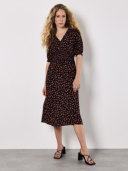 Apricot Midikleid Florales Midikleid mit Smokdetails günstig online kaufen