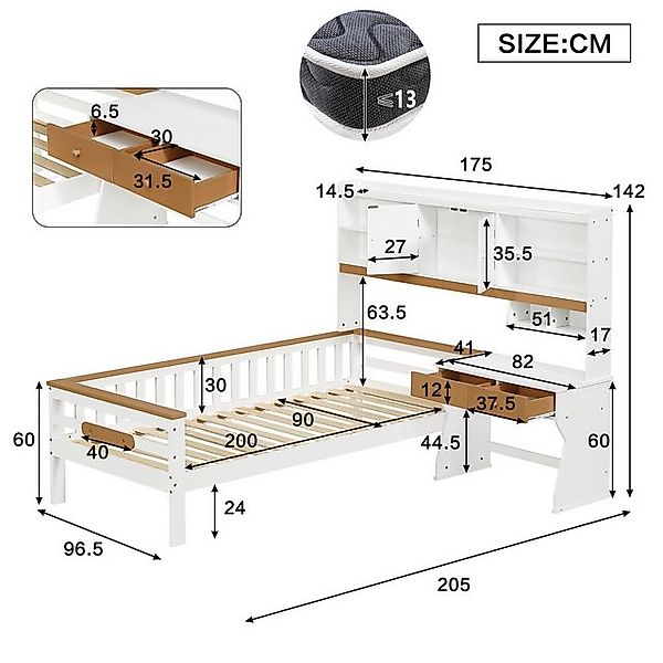 HAUSS SPOLE Kinderbett 90x200cm mit Stauraumschrank, Tisch und Schubladen, günstig online kaufen