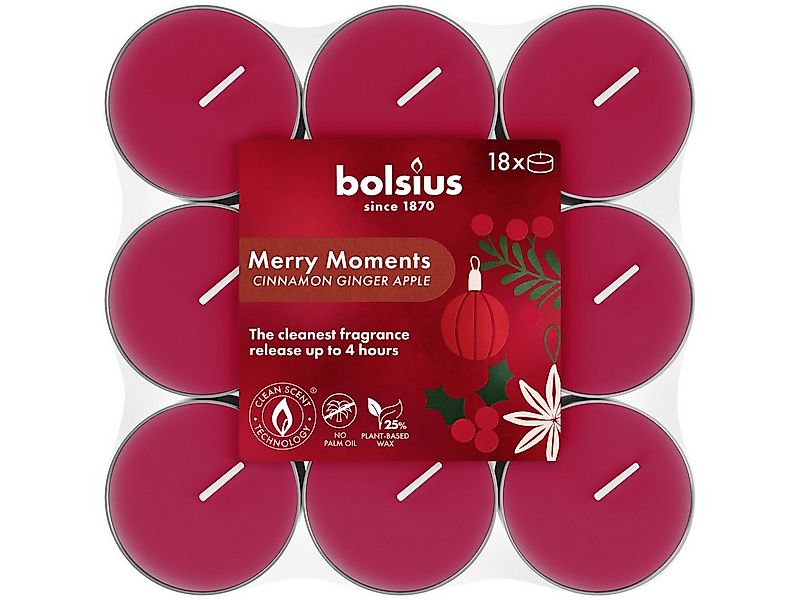 Bolsius Duftkerze Bolsius Duftteelichter merry moments 18er Pack rot günstig online kaufen