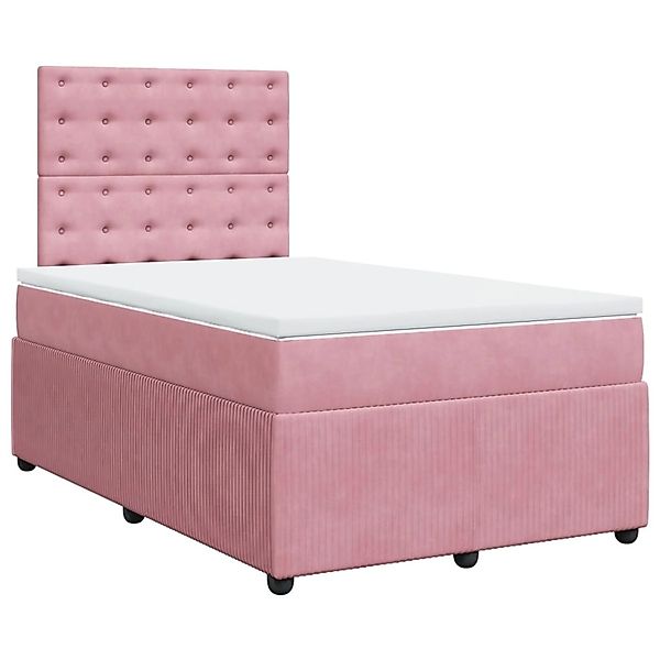 vidaXL Boxspringbett, Boxspringbett mit Matratze Rosa 120x200 cm Samt günstig online kaufen