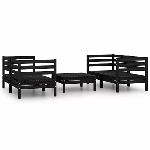 5-tlg. Garten-lounge-set Schwarz Massivholz Kiefer günstig online kaufen