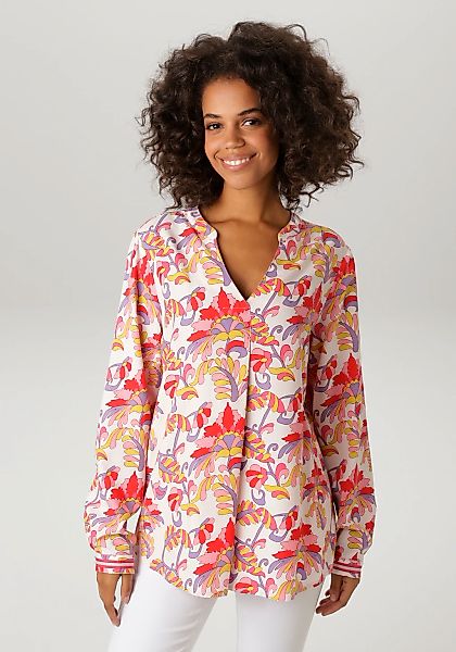 Aniston CASUAL Schlupfbluse mit grafischen Blumendruck - jedes Teil ein Uni günstig online kaufen