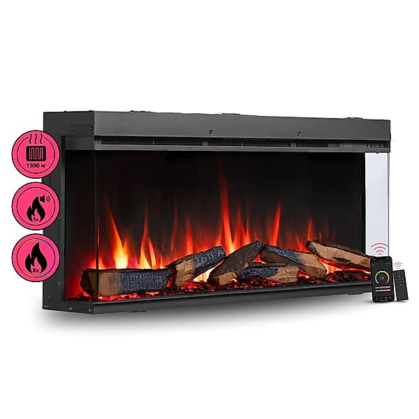 BALDERIA AH-44 Elektrokamin Einbaukamin Heizung 3D-Flammeneffekt Wifi App S günstig online kaufen