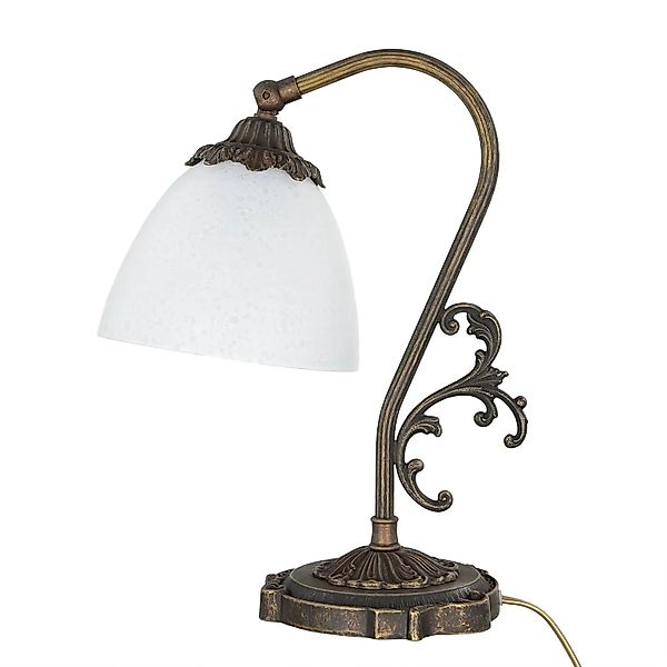 Licht-Erlebnisse Tischlampe Messing Glas 30 cm Schwenkbar E14 In Bronze Ant günstig online kaufen