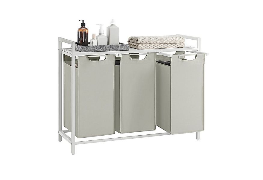 VASAGLE Wäschekorb, 3 Fächer, mit Ablage, ausziehbar und abnehmbar, 3 x 38 günstig online kaufen