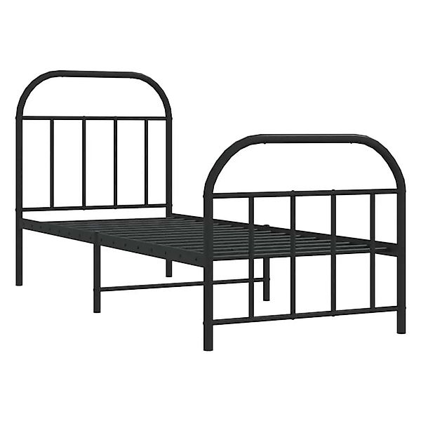 vidaXL Bettgestell mit Kopf- und Fußteil Metall Schwarz 75x190 cm 353643 günstig online kaufen