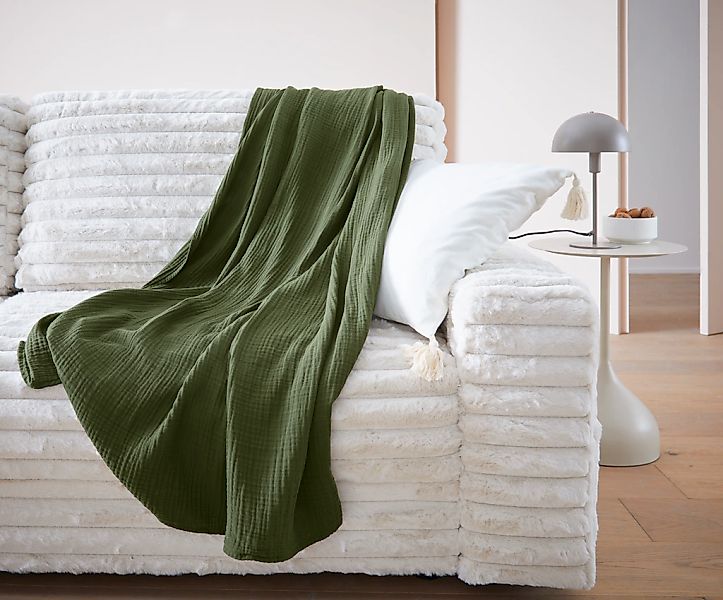 LeGer Home by Lena Gercke Wohndecke "HEVIN" Tagesdecke im Baumwoll-Crinkle- günstig online kaufen