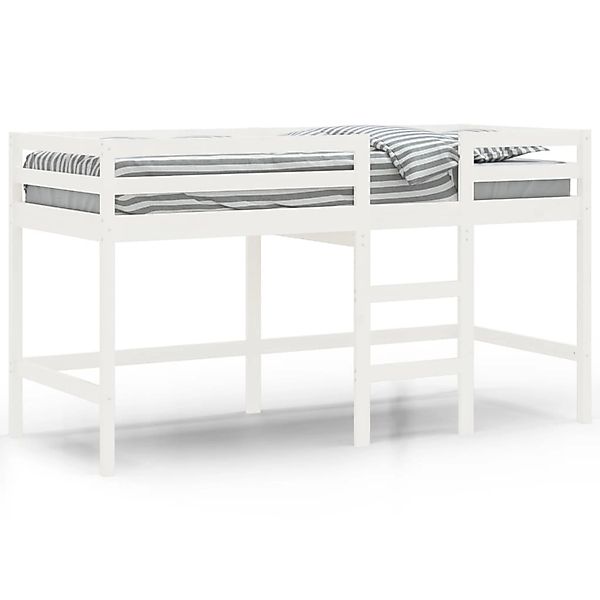 vidaXL Hochbett Kinderhochbett mit Leiter Weiß 80x200 cm Massivholz Kiefer günstig online kaufen