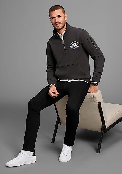 DELMAO Sweatshirt "Troyer" mit moderner Ärmeltasche günstig online kaufen